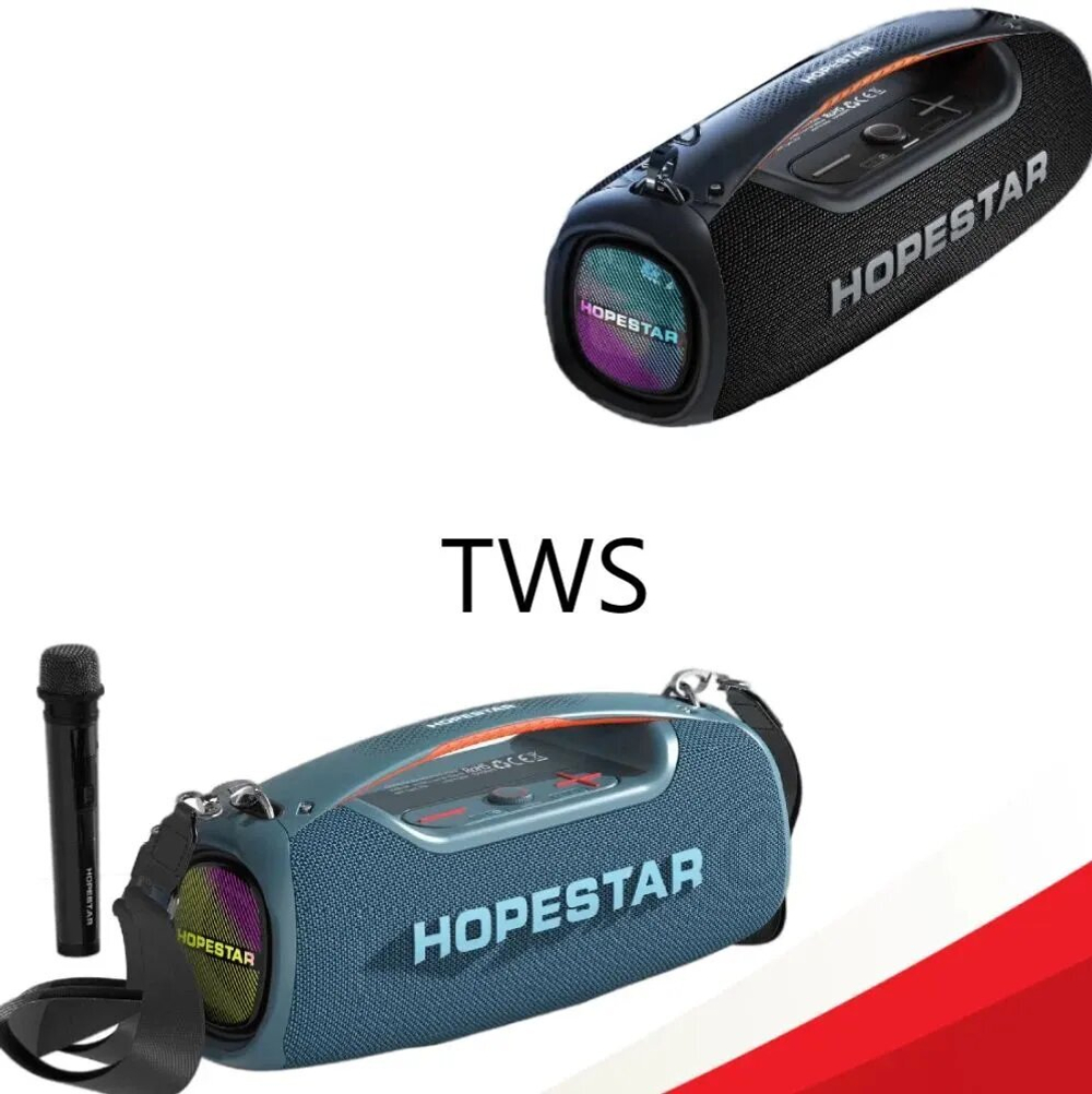 Портативная Беспроводная Bluetooth Колонка Hopestar A60, 100W / Караоке Система / Беспроводной Микрофон / Синяя