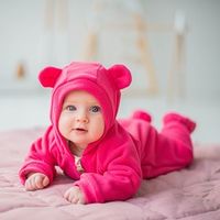 Комбинезон флисовый с ушками "Малина" 0+