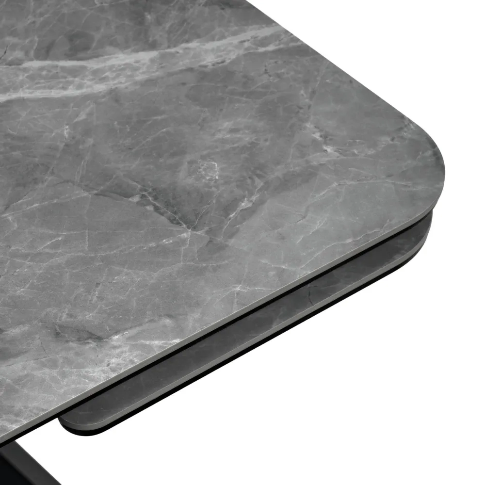 Стол Bradex Home Arthur раскладной 120-184x80x75см, керамогранит серый мрамор Greys Grey, чёрный