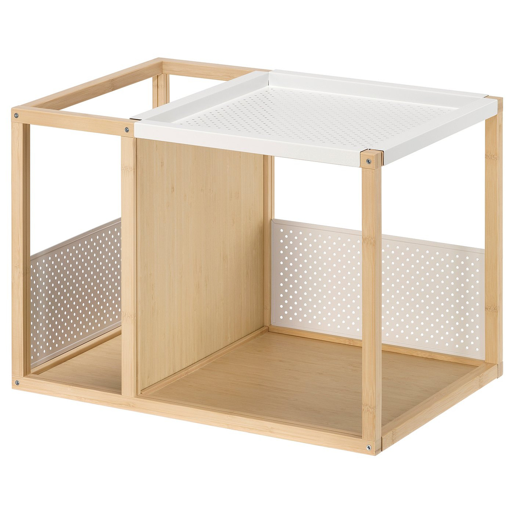 IKEA GILLERSBERG  (ИКЕА ГИЛЛЕРСБЕРГ)  -  Прикроватная тумба - бамбук/белый 39x39x56 см