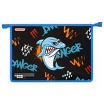 Папка для тетрадей ПИФАГОР А4, 1 отделение, картон/пластик, на молнии, "Angry shark", 272129