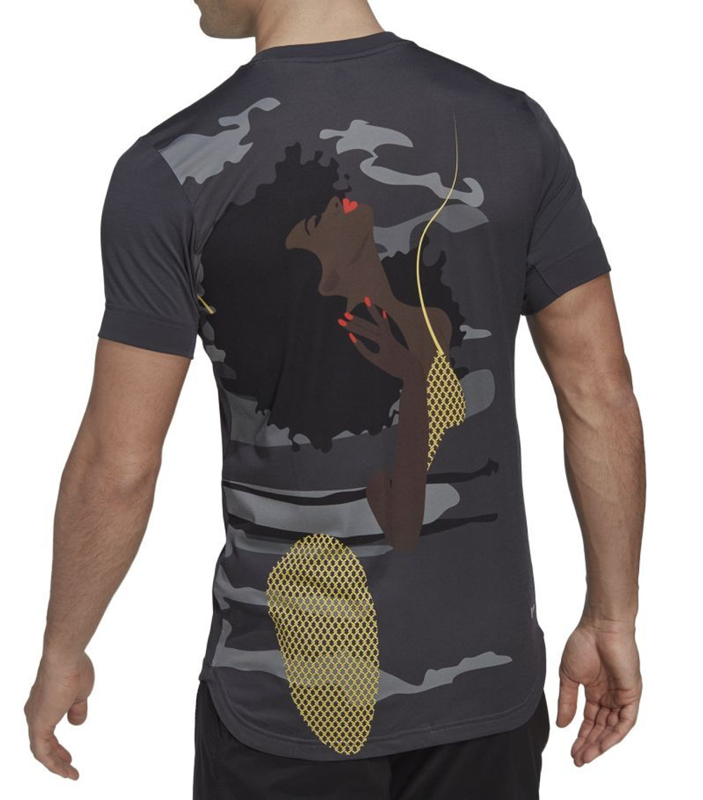 Мужская теннисная футболка Adidas New York Printed Tee - carbon