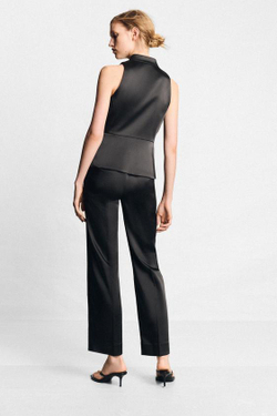 ZARA АТЛАСНЫЙ ЖИЛЕТ, ЧЕРНЫЙ