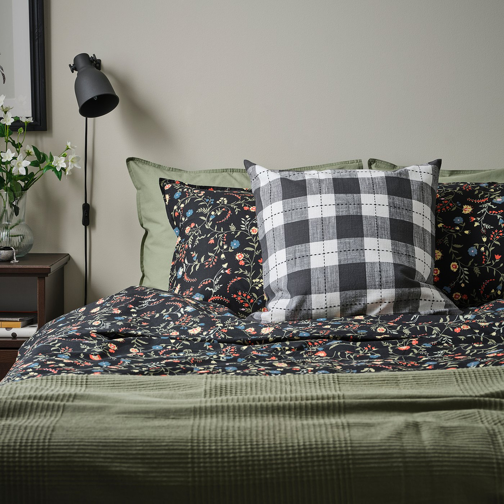 IKEA SVAMPFLY  (ИКЕА СВАМПФЛИ)  -  Наволочка декоративная - антрацит 50x50 см