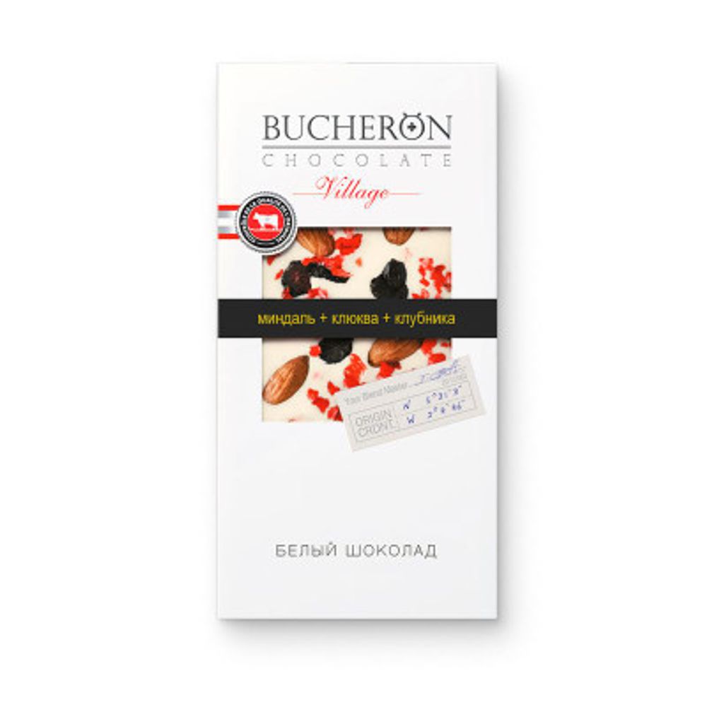 Шоколад белый Bucheron Village миндаль клюква клубника 85 г