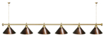 Лампа STARTBILLIARDS 6 пл. (плафоны зеленые,штанга зеленая,фурнитура золото)