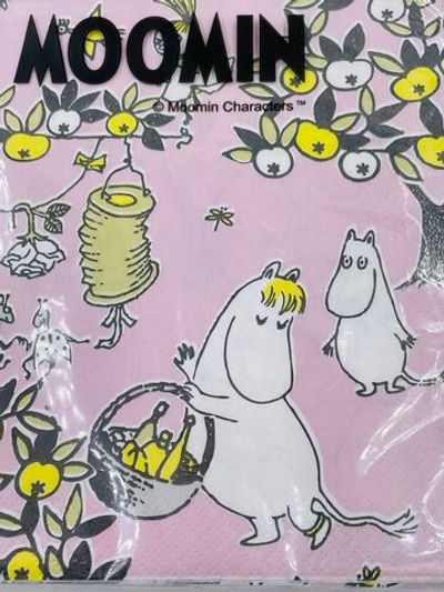 Салфетки бумажные Moomin, розового цвета 33х33 см, 20 салфеток (из Финляндии)