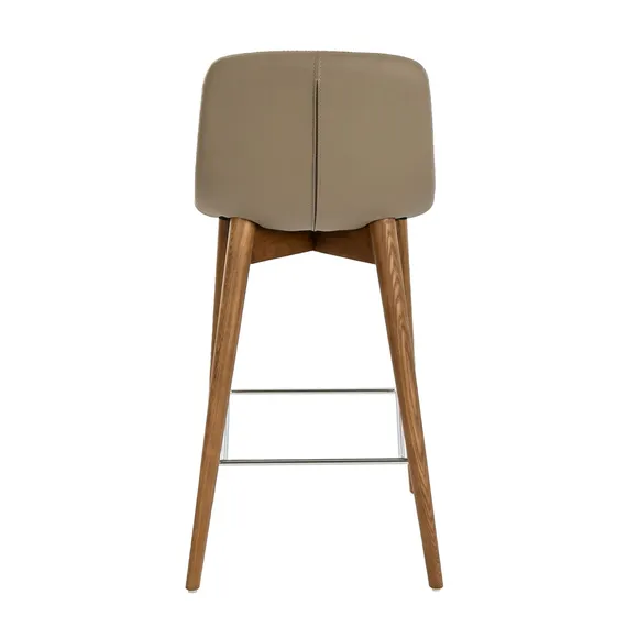 Барный стул Angel Cerda 4044, серая экокожа, орех
