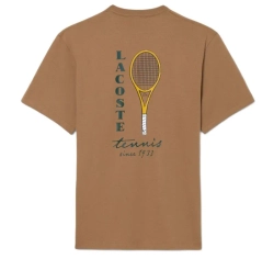 Мужская теннисная футболка Lacoste Embroidered Accent Tennis Print Jersey - brown