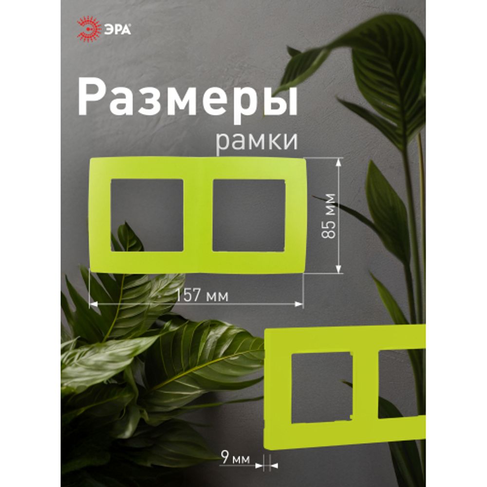 12-5002-26 ЭРА Рамка на 2 поста, Эра12, лайм | Эра 12