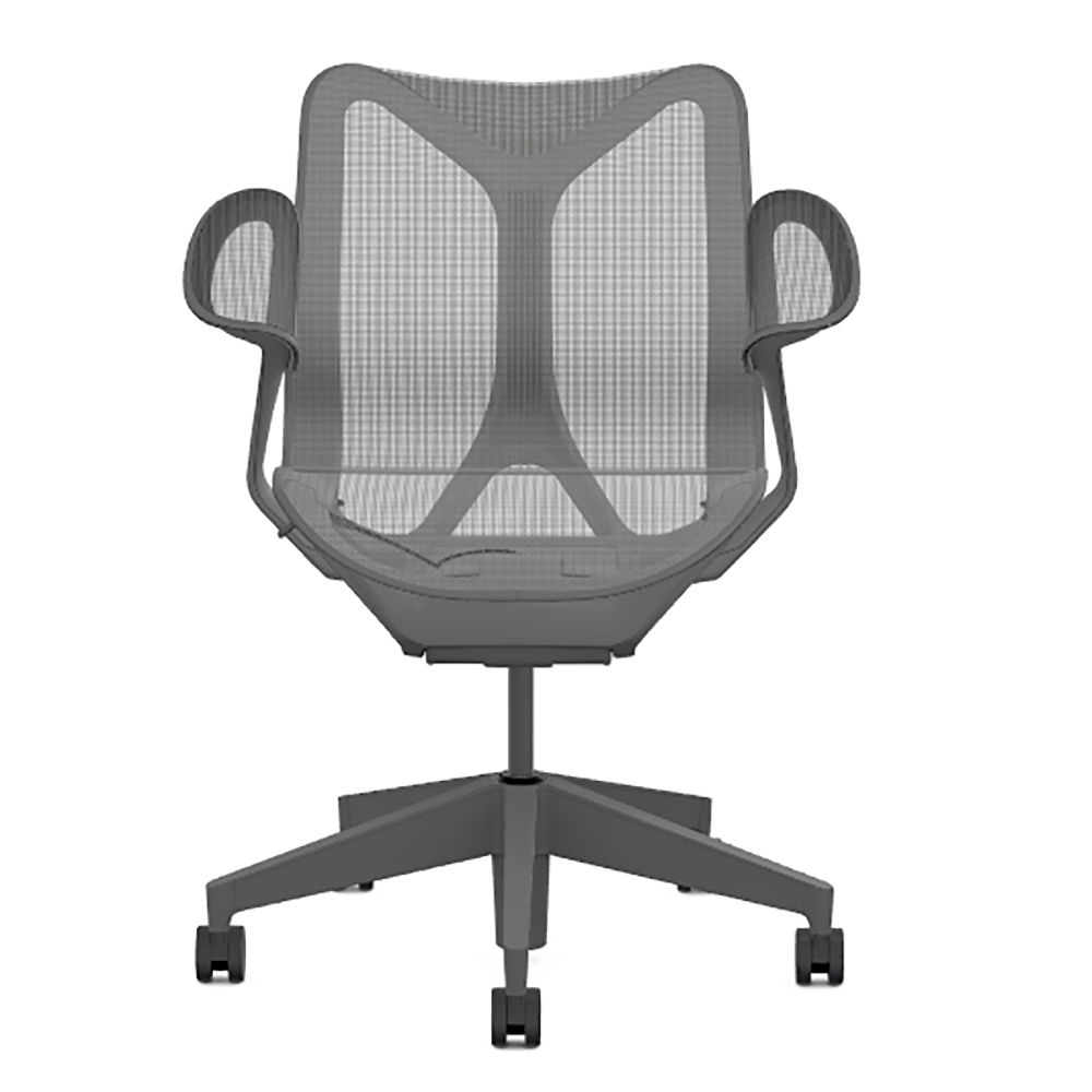 Кресло Herman Miller Cosm, низкая спинка, цвет Carbon, подлокотники «лепестки» (Leaf)