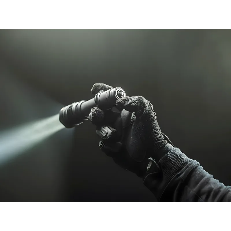 Тактический фонарь Armytek Viking Pro Max Extended Set (тёплый свет) - удержание в руке в тактической перчатке