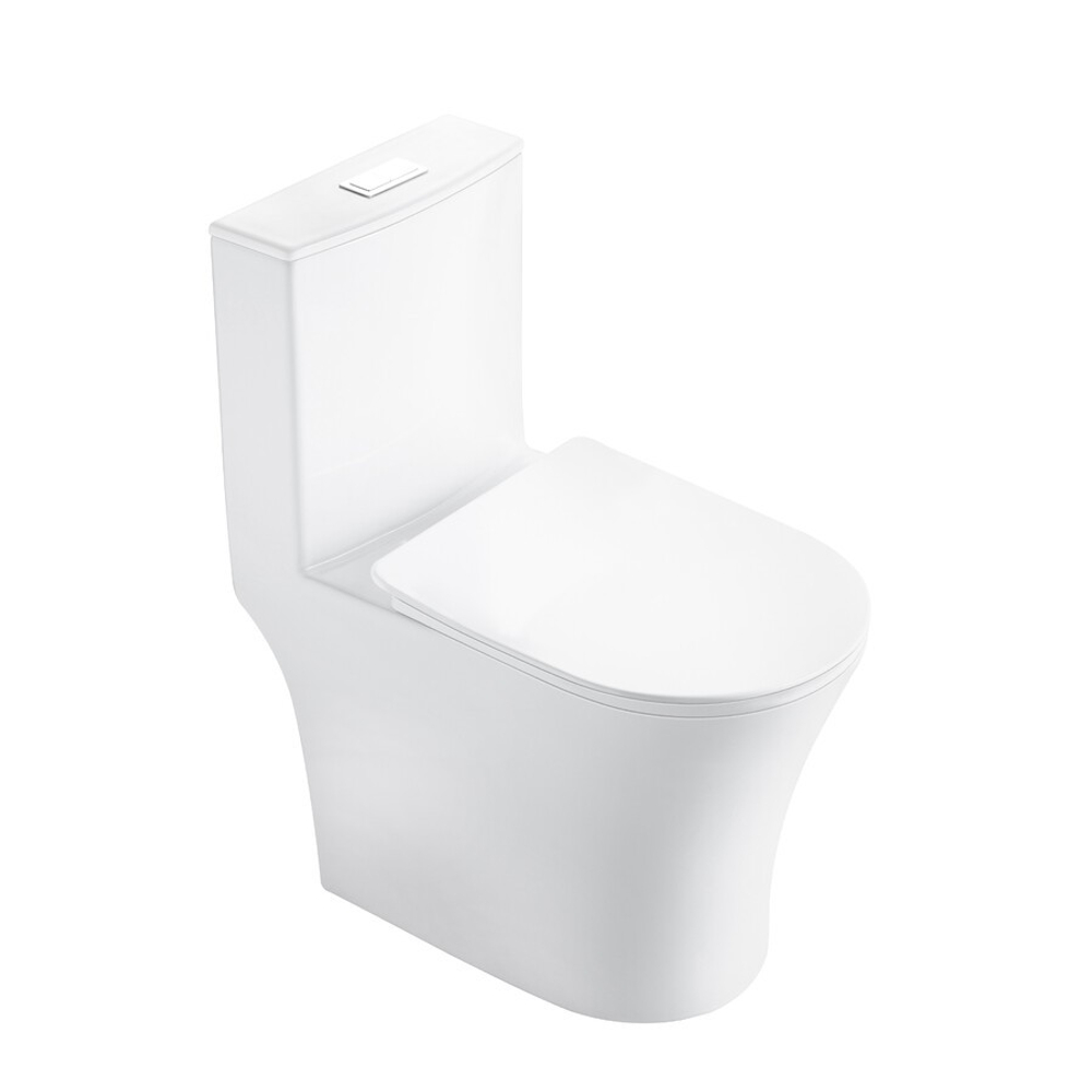 Унитаз напольный Grossman Thin Rim GR-5607SQ (656х370х796) тонкий ободок,белый,моноблок с тонкой крышкой,микролифт,смыв торнадо,1 место