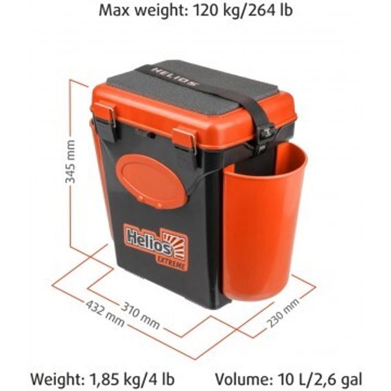 Ящик зимний Helios "FishBox" односекционный (10л) оранжевый