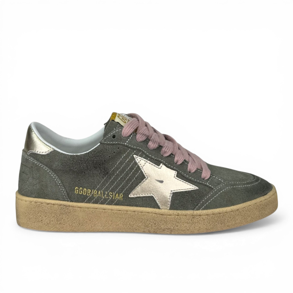 Golden Goose Ball Star / Замша хаки / золотая звезда