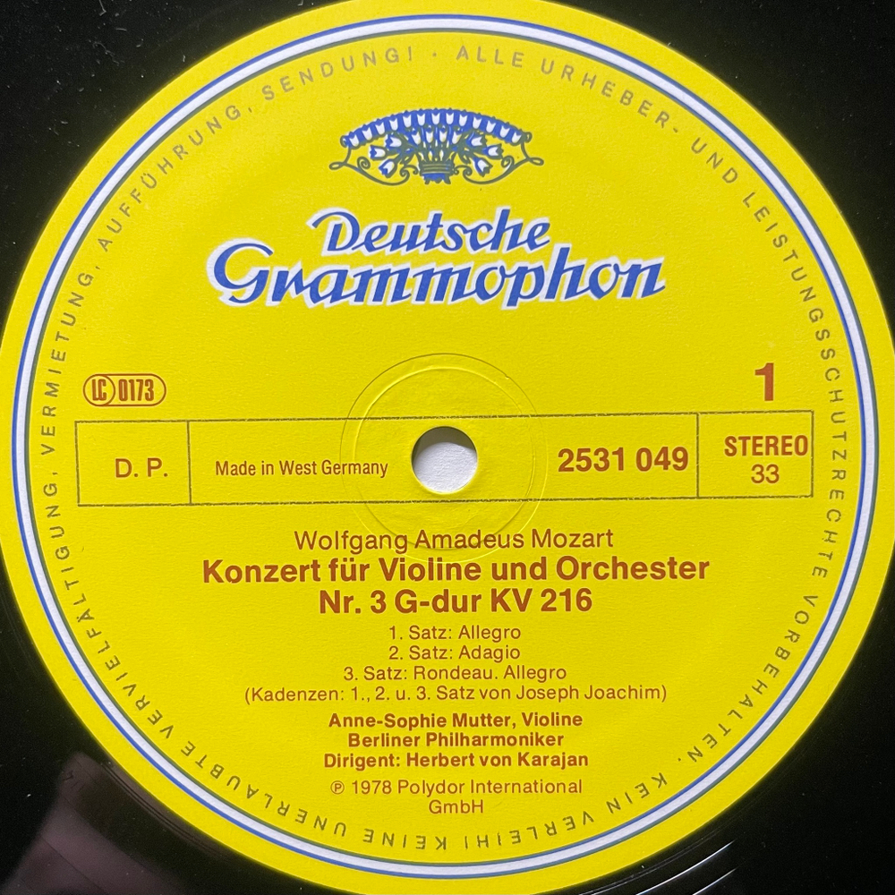 Моцарт - Концерты для скрипки с оркестром №3 и №5 (Германия 1978г.)