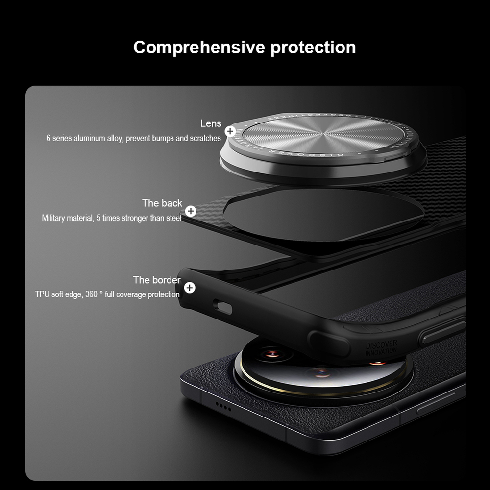 Чехол от Nillkin из арамидного карбона (кевлар) для Xiaomi 14 Ultra, серия CarboProp Magnetic Case, с поддержкой беспроводной зарядки