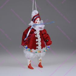 Ёлочная игрушка Клоун новогодний бархатный