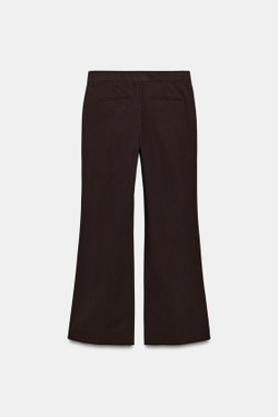 ZARA БРЮКИ ПРЯМОГО КРОЯ С НИЗКОЙ ПОСАДКОЙ, ТЕМНО-БАКЛАЖАНОВЫЙ