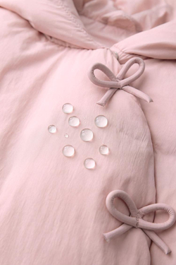 ZARA КУРТКА WATER REPELLENT ИЗ НЕЙЛОНА С БАНТИКАМИ, МЯГКИЙ РОЗОВЫЙ