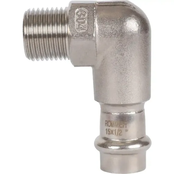 Угол ROMMER ВПр-НР 15х1/2" нержавеющая сталь 37984