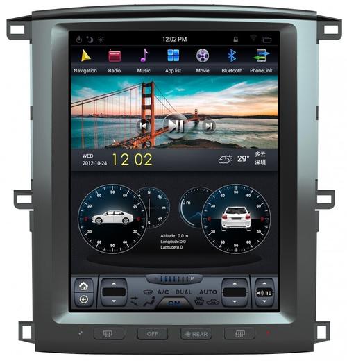 Магнитола для Toyota Land Cruiser 100, Lexus LX470 2002-2007 (любая комплектация) - Kuberg ZF-1301-GE вертикальный экран в стиле "Тесла" на Android 13, Быстрая, CarPlay, 4G SIM-слот