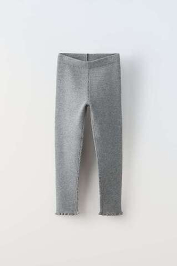 ZARA ТРИКОТАЖНЫЕ ЛЕГИНСЫ В РУБЧИК, СЕРЫЙ