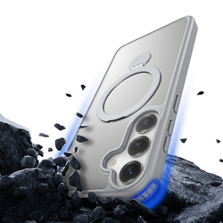 Прозрачный матовый чехол с поддержкой MagSafe для Samsung Galaxy S25, серия Yind Series Case от Dux Ducis (версия с магнитной откидной подставкой)