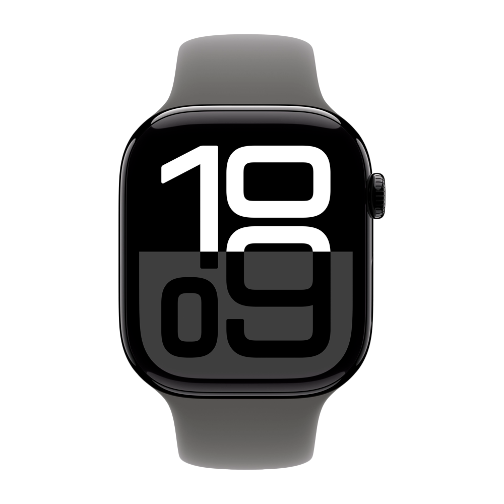 Умные часы Apple Watch Series 10 GPS, 46mm, Jet Black Aluminium Case with Sport Band S/M, Stone Gray (Черный)