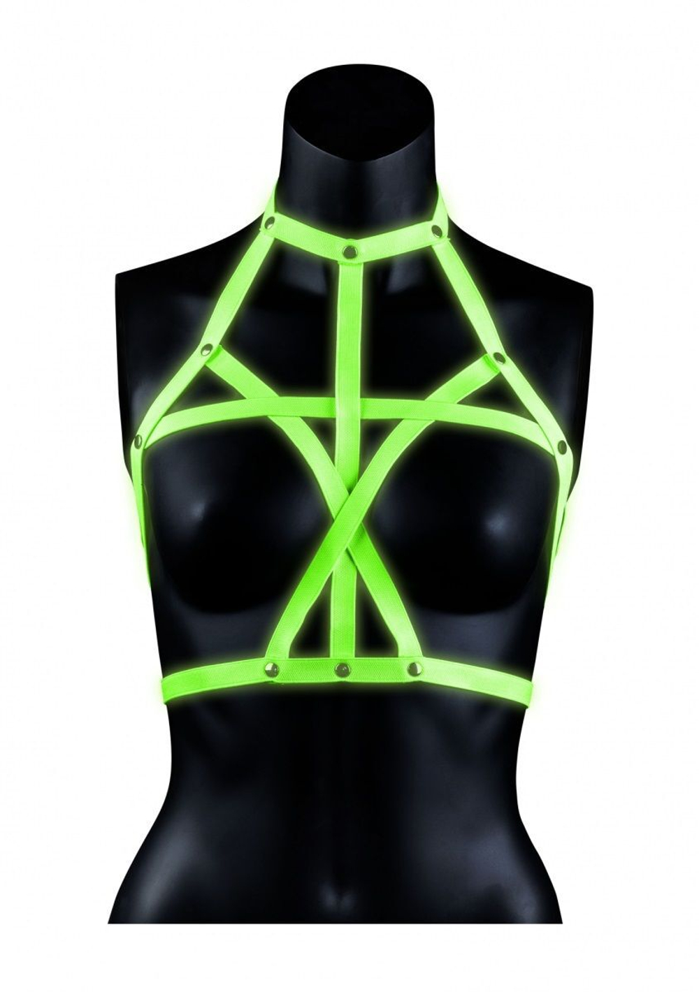 Портупея Bra Harness с неоновым эффектом - размер L-XL (Размер: L-XL) (Цвет: зеленый с черным)