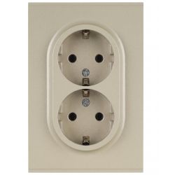 Розетка ЭРА Arktik 16-2105-04 двойная с заземлением 2X2P+E Schuko со шторками 16А-250В шампань | Эра Arktik