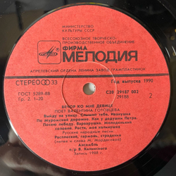 Винтажная виниловая пластинка LP Поет Валентина Готовцева, Вечер Ко Мне Девице, Русские Народные Песни (СССР 1990)