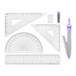 Готовальня BRAUBERG SCHOOL KIT, 9 предметов, циркуль 125 мм, чертежные принадлежности, лавандовый цвет, 210713