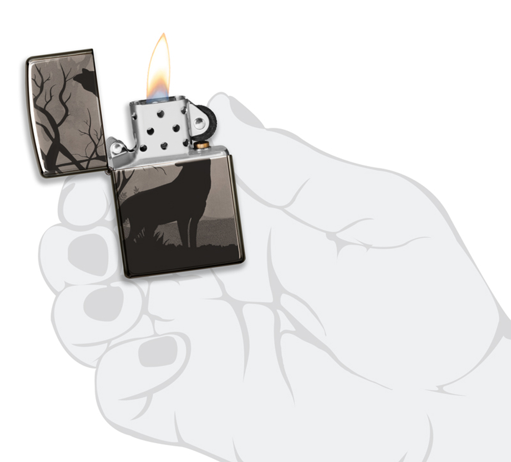 Зажигалка Zippo Classic, покрытие Black Ice®, латунь/сталь, чёрная, глянцевая