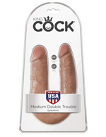 Фаллоимитатор двухголовый загорелый King Cock U-Shaped Medium Double Trouble (Цвет: телесный)