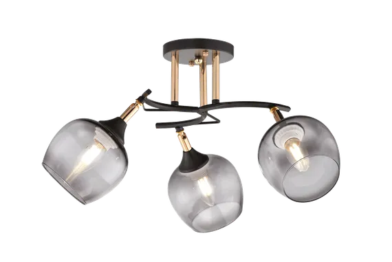 Люстра потолочная Rilon 4728/3 CF+FG, 3×40 Вт, золотая и чёрная