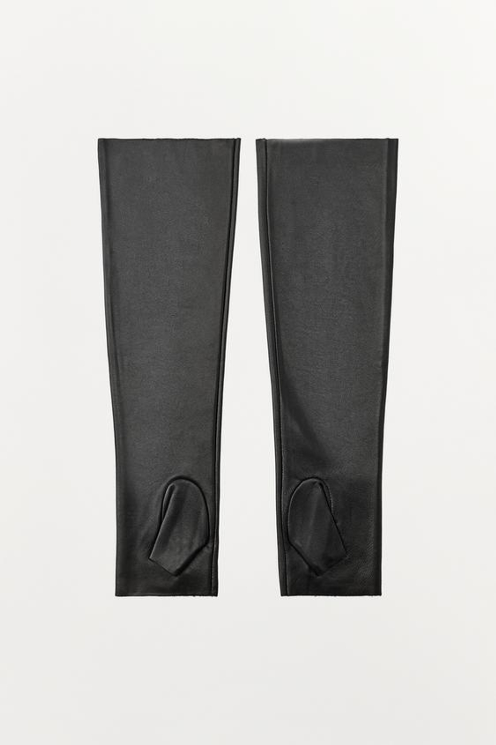 ZARA ДЛИННЫЕ МИТЕНКИ ИЗ 100% КОЖИ, ЧЕРНЫЙ