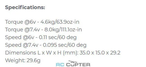 Сервопривод Savox SV-1250MG (4.6-8.0 кг/см, 0.11-0.095 сек/60°, 29.6 г)