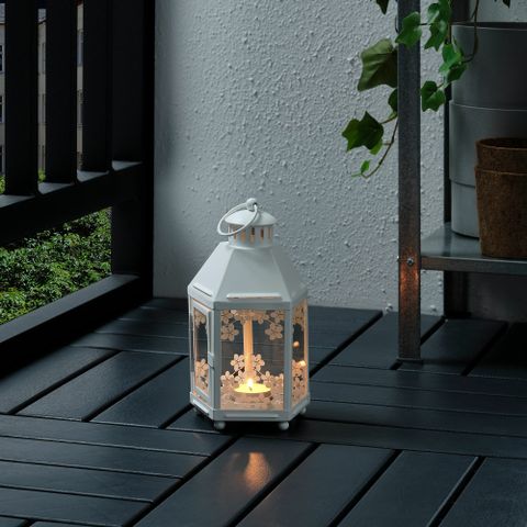 Подсвечник фонарь IKEA KRINGSYNT (КРИНГСИНТ), Белый, 21 см