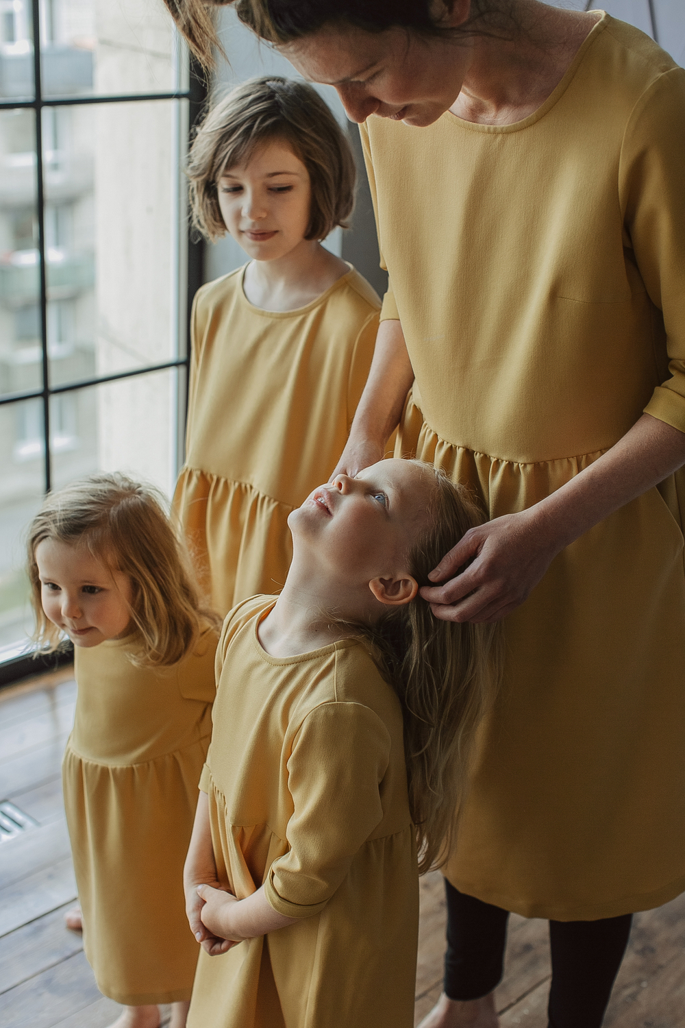 Платье  family look детское - горчичное