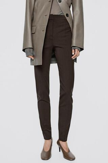 Massimo Dutti Зауженные брюки с застежкой-молнией - Limited Edition, коричневый