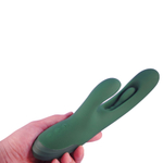 Зеленый вибратор-кролик 26см с подвижным язычком Amovibe Zenora Rabbit Vibrator Green