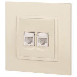 Розетка ЭРА Elegance 14-3108-02 информационная двойная 2хRJ45 IP20 слоновая кость | Эра Elegance