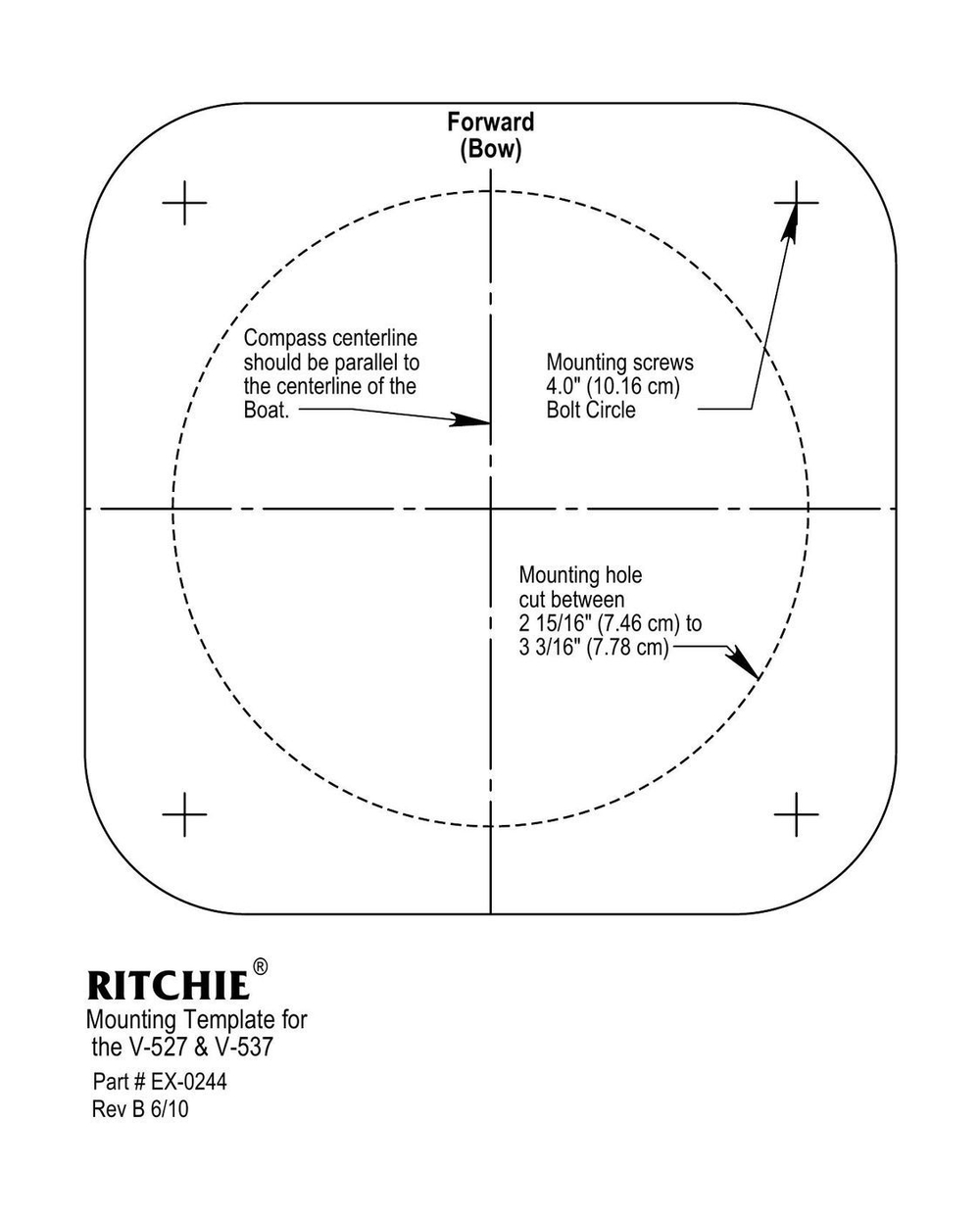 Компас Ritchie Explorer, черный корпус, белый циферблат