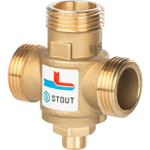 STOUT Термостатический смесительный клапан для твердотопливных котлов 1 1/2" ВР x 1" НР x 1 1/2" ВР 60°С KV 3,2