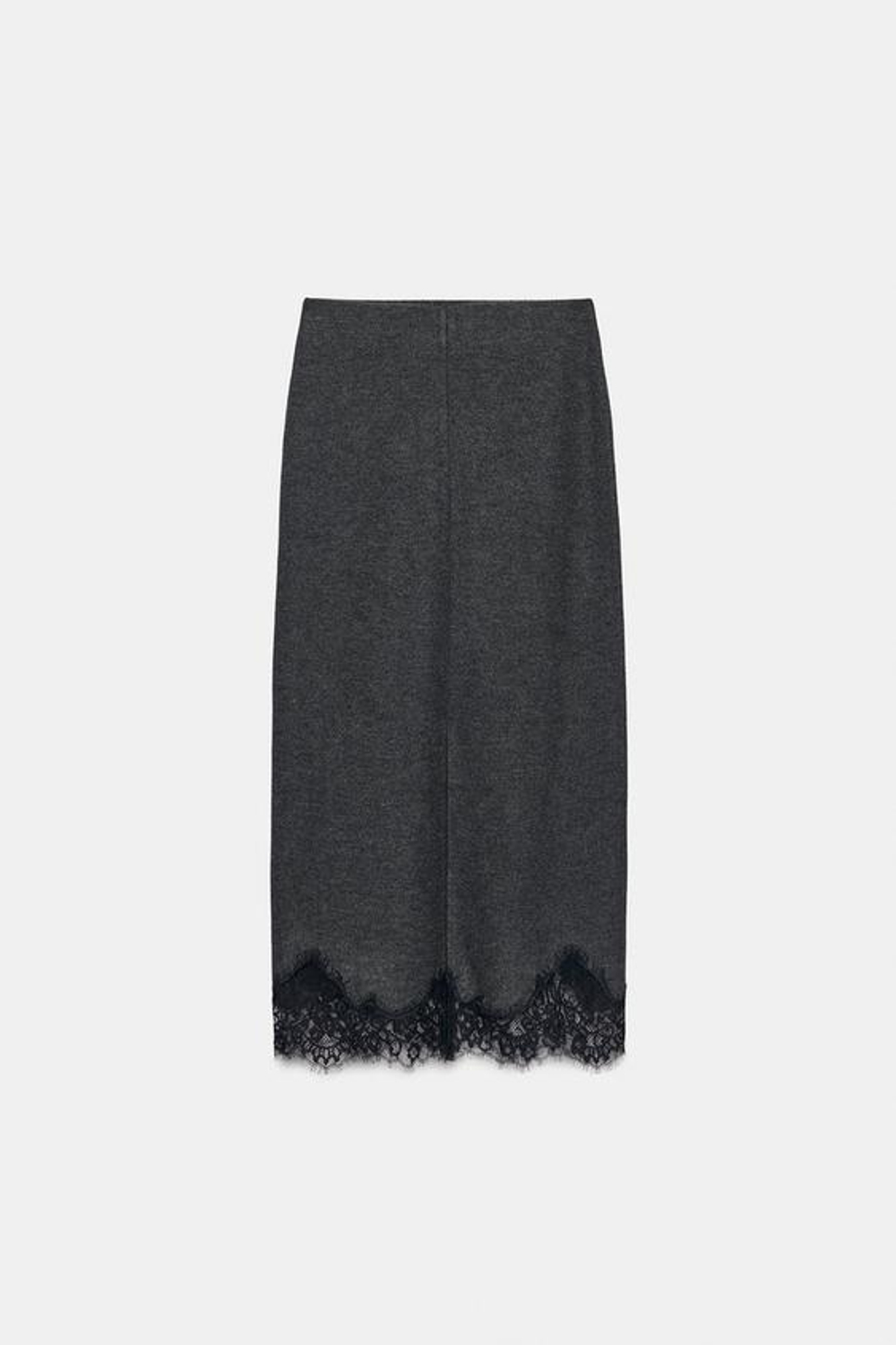 ZARA МЯГКАЯ КРУЖЕВНАЯ ЮБКА, ТЕМНО-СЕРЫЙ