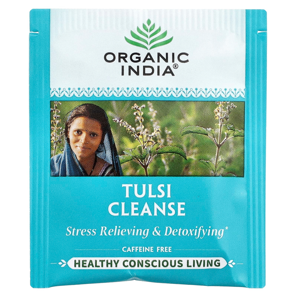 Organic India, Очищающий чай с тулси, без кофеина, 18 пакетиков, 28,8 г (1,02 унции)