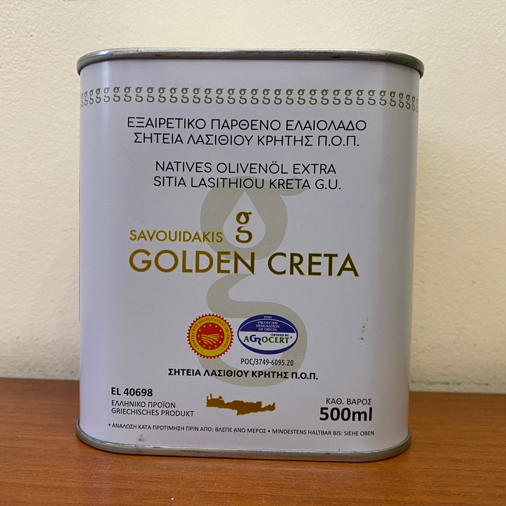 Оливковое масло EXTRA VIRGIN OLIVE OIL OLIVE OIL PDO SITIA "GOLDEN CRETA" 500мл, ж/б, Греция