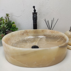 Раковина из оникса Oval Yellow OY-61579 (53x38x14) из натурального камня