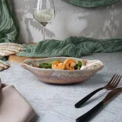 Блюдо овальное 24*12,5 см h5,5 см 210 мл для закусок Pearl Sea Stone с ручками Frutti di Mare [4]